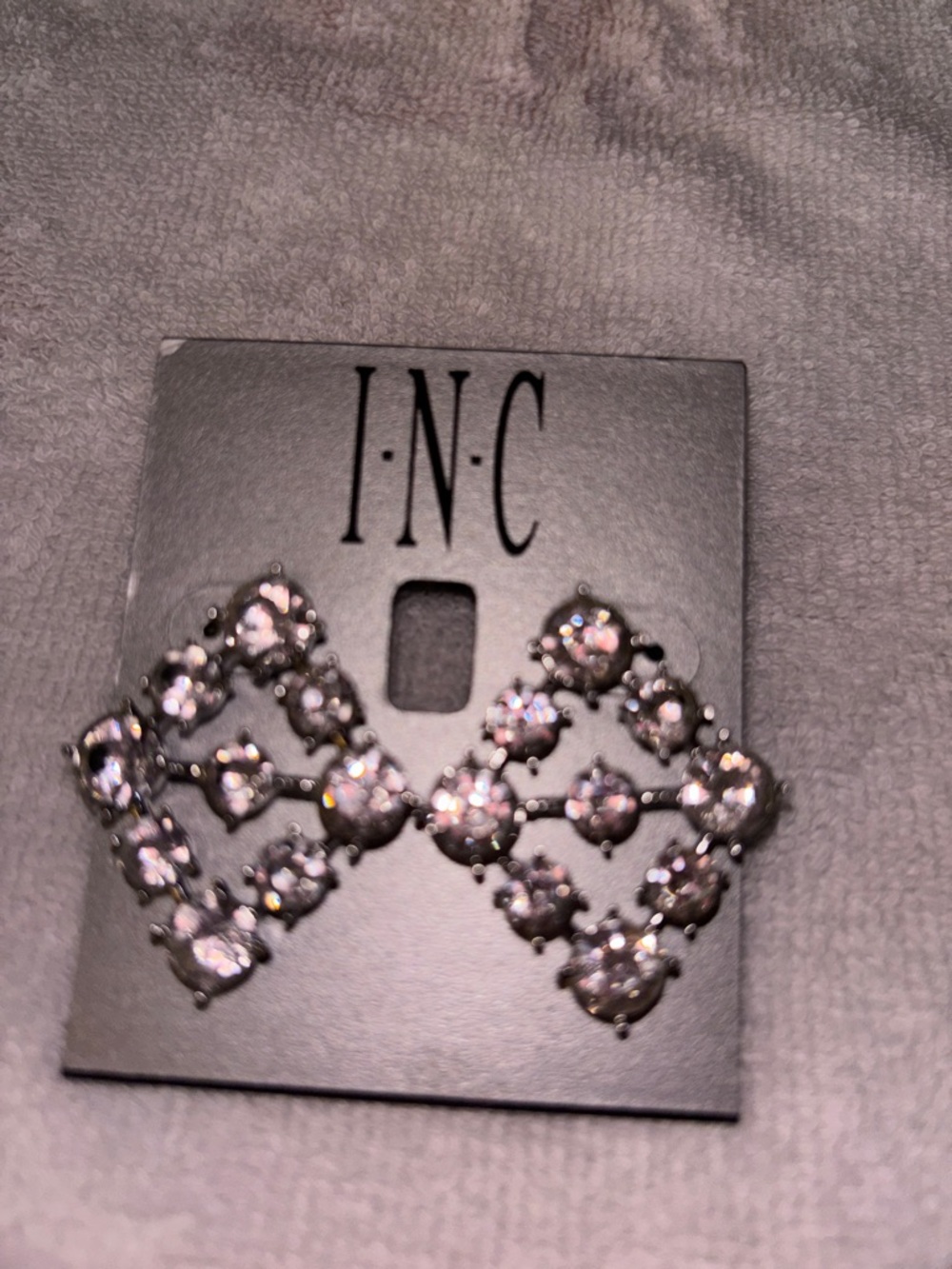 INC International Concepts Silver Crystal Cluster Drop Earrings